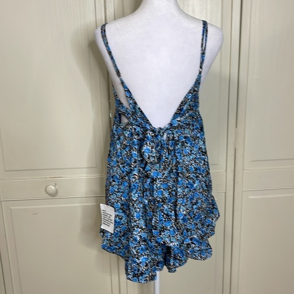 TOPSHOP Women's Casual Blue Romper in Grunge Floral Print Size 8 - Picture 4 of 7